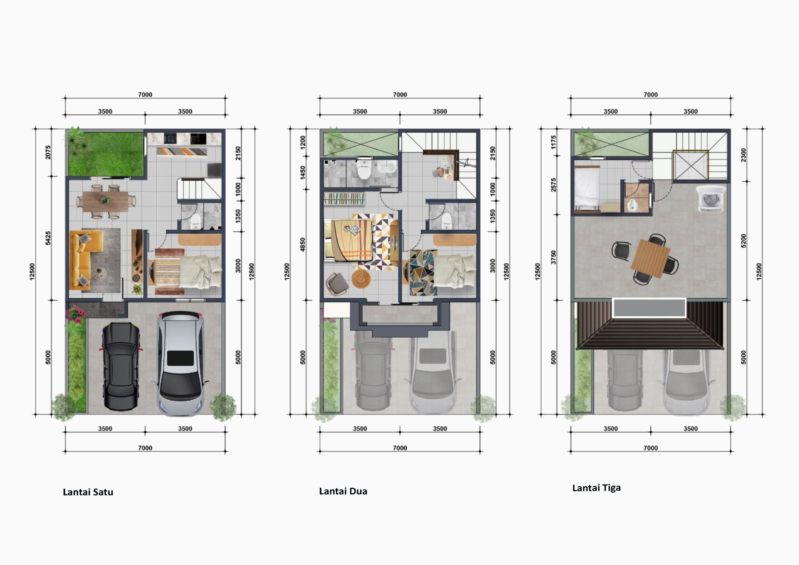 Fasad unit Tipe 7 Bintaro Hijau Residence dua setengah lantai