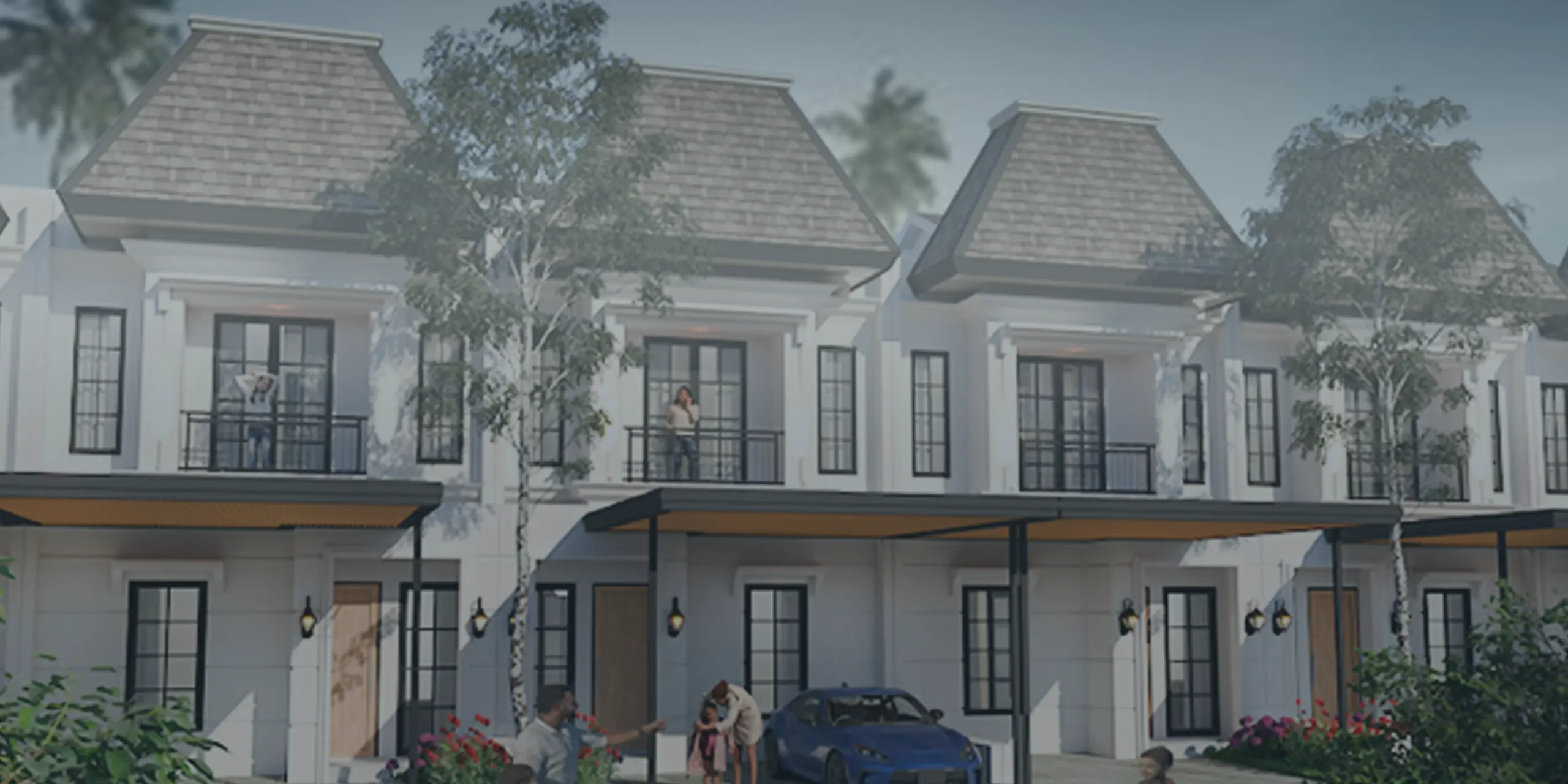 Deretan fasad rumah modern classic di cluster Bintaro Hijau Residence